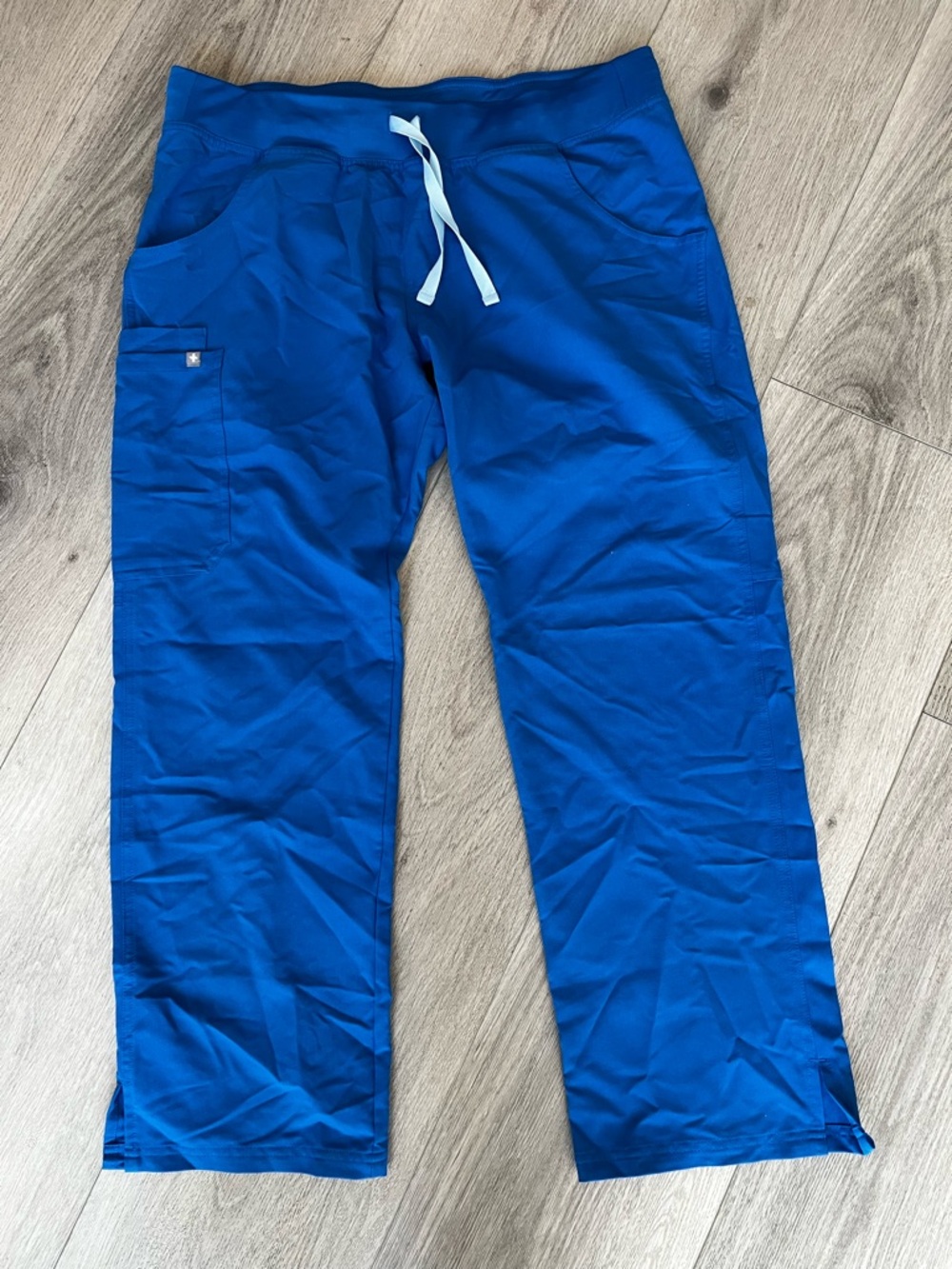 Figs Women's Jogger Scrub Pants in Royal Blue with White Drawstring